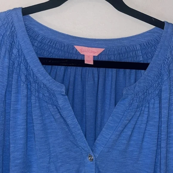 Lilly Pulitzer Sleeved Essie Dress Ladies Size Medium Bennett Blue - Picture 4 of 11